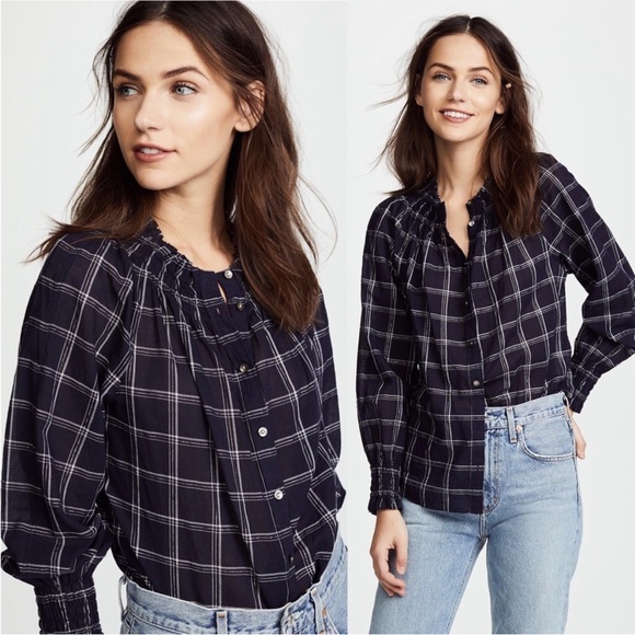 Rebecca Taylor La Vie Long Sleeve Windowpane Top Blouse - Picture 1 of 11